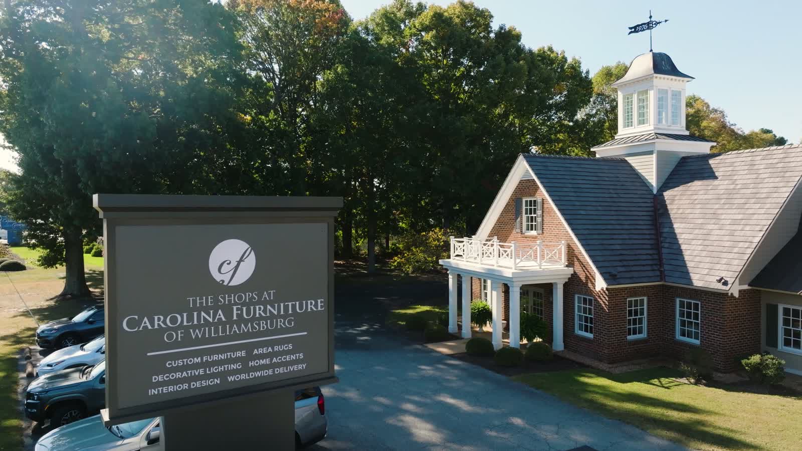 Aerial view of The Shops at Carolina Furniture of Williamsburg storefront