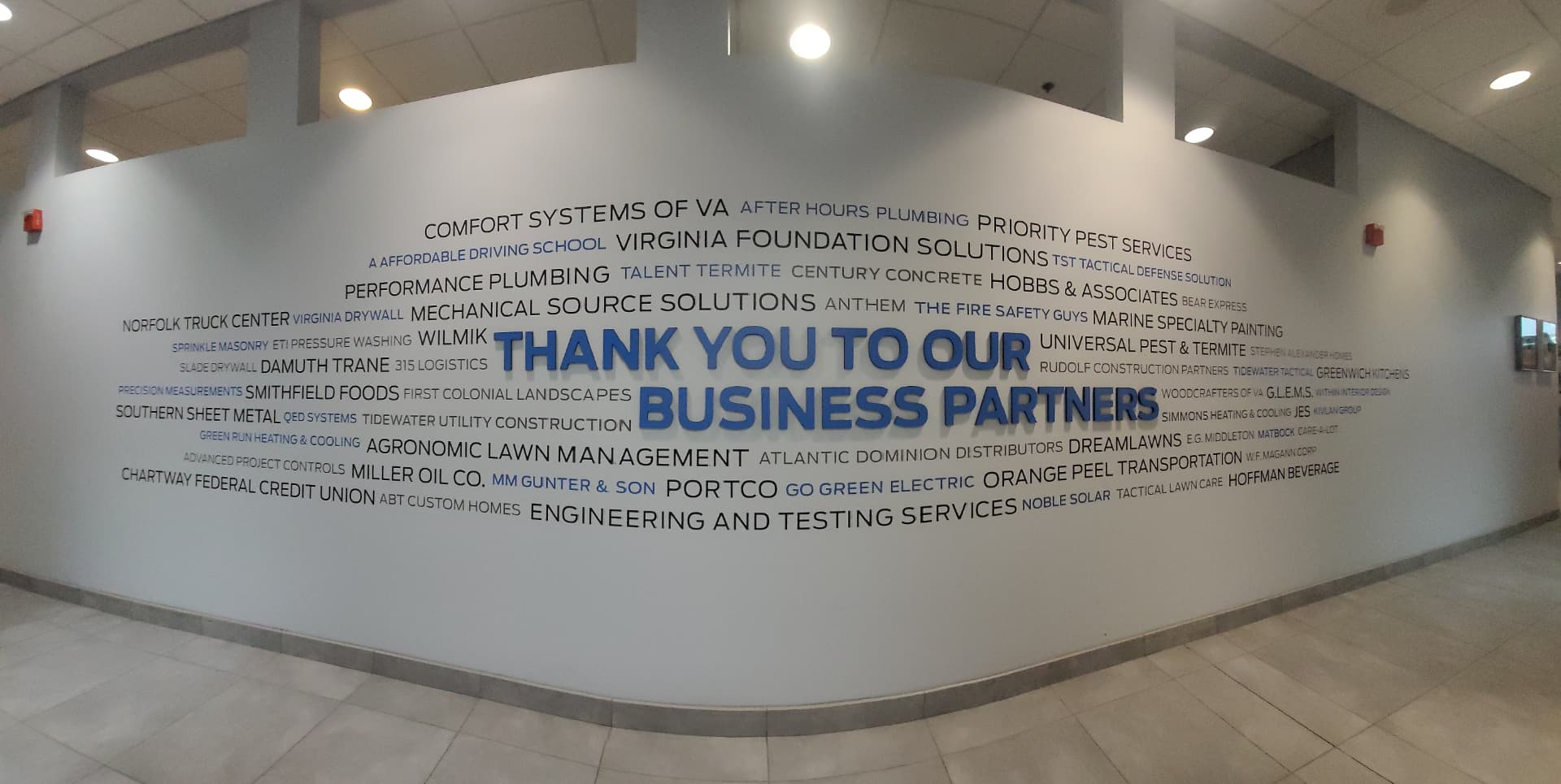 Thank you to our business partners wall installation