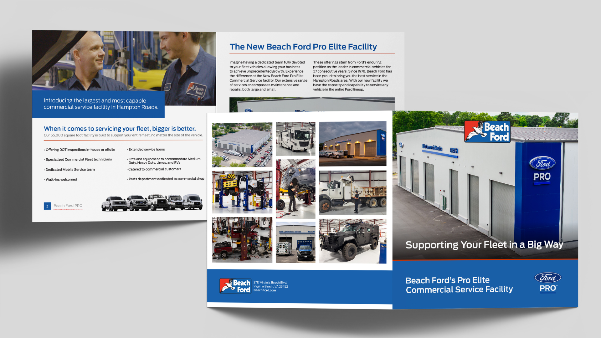 Beach Ford commercial service brochure front and back
