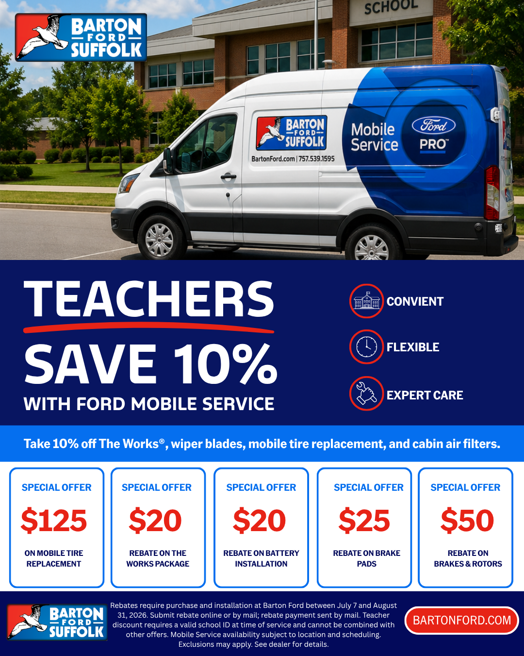 Barton Ford mobile service offer for teachers