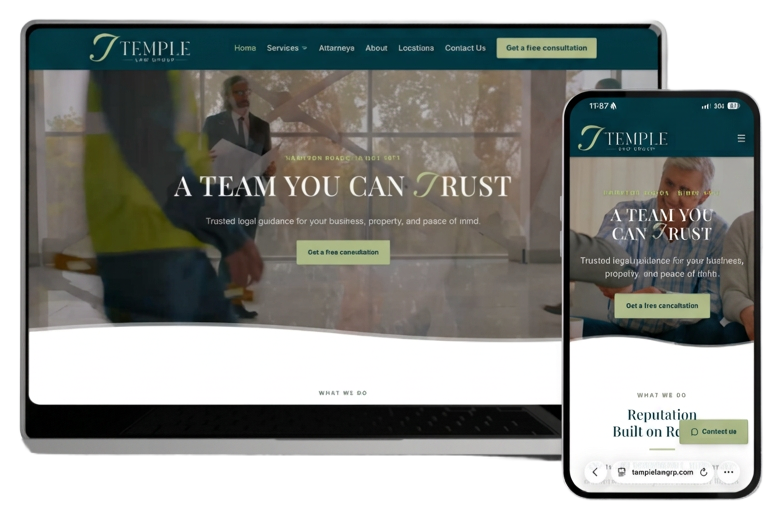 Temple Law Group website after redesign