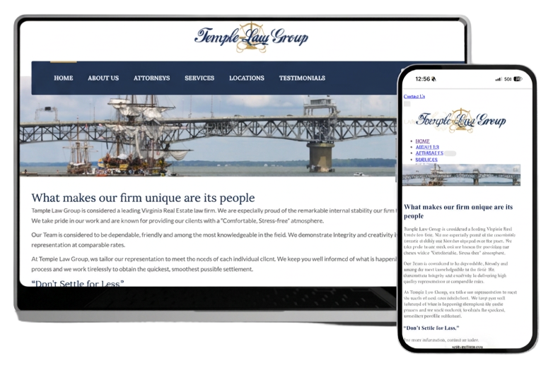 Temple Law Group website before redesign